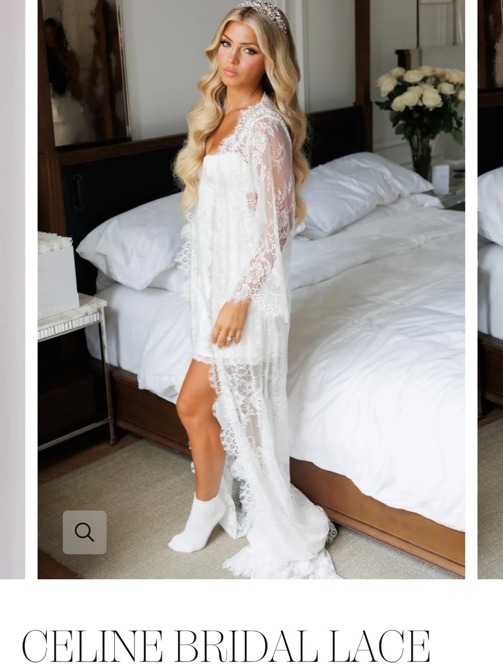 Celine White Bridal Lace Sheer Robe